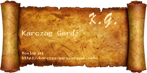 Karczag Gerő névjegykártya